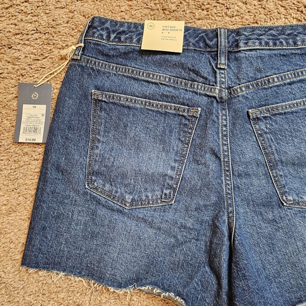 NWT Universal Thread Jean Shorts Womens 10 Vintage Midi Cutoff Distressed Denim - Picture 7 of 8